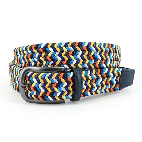 Torino Leather Co. 35mm Italian Woven Elastic Navy/Multi Size 36 - Picture 1 of 8